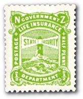1905 New Zealand Government Life Insurance Lighthouses Without V.R.