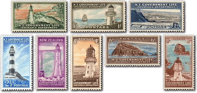1947 New Zealand Government Life Insurance Lighthouses